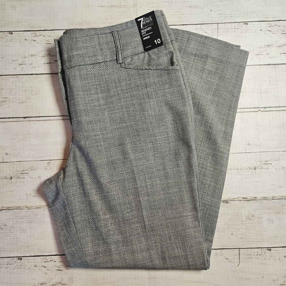 7th Avenue Design Studio Modern Fit Ankle Grey Stretch Pant Size 10